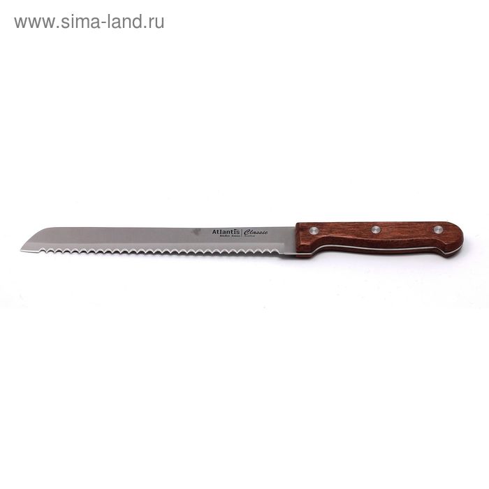 Нож для хлеба Atlantis, цвет коричневый, 20 см нож для хлеба atlantis зевс 20 см