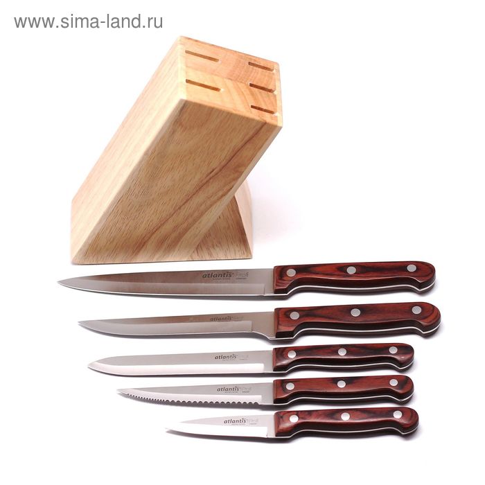 фото Набор ножей atlantis «калипсо», цвет коричневый, 6 предметов