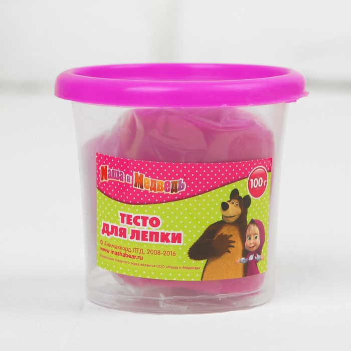 Тесто для лепки &quot;Маша и Медведь&quot;, 1 баночка, 100 г, цвет МИКС