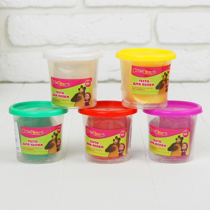 Тесто для лепки "Маша и Медведь", 1 баночка, 100 г, цвет МИКС