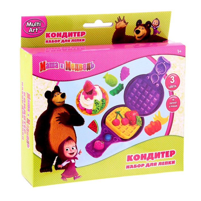 Набор теста для лепки &quot;Кондитер&quot;: 3 цвета, 60 г + аксессуары