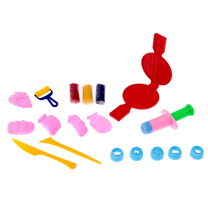 Набор теста для лепки "Кондитер": 3 цвета, 60 г + аксессуары