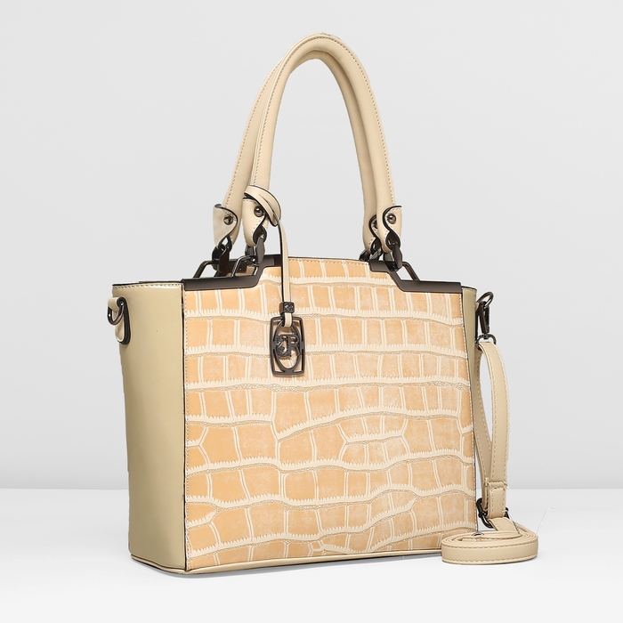 Сумка женская, 1 отдел с перегородкой, наружный карман, длинный ремень, цвет молочный