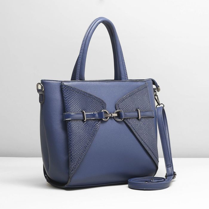 Сумка женская, 1 отдел с перегородкой, наружный карман, длинный ремень, цвет синий