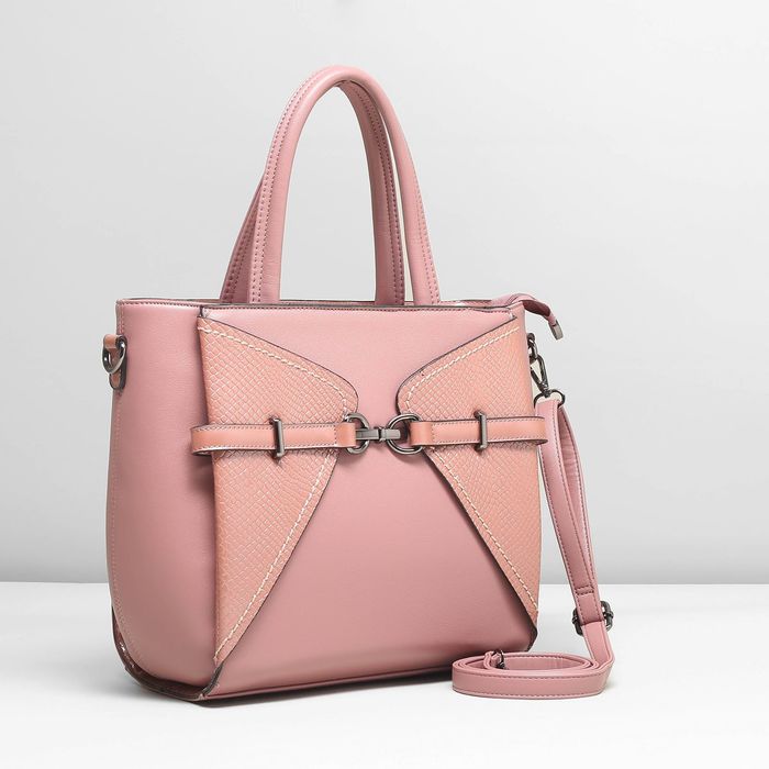 Сумка женская, 1 отдел с перегородкой, наружный карман, длинный ремень, цвет розовый