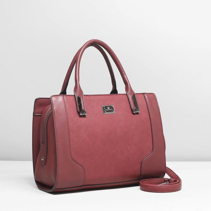 Сумка женская, 1 отдел на молнии, наружный карман, длинный ремень, цвет бордовый