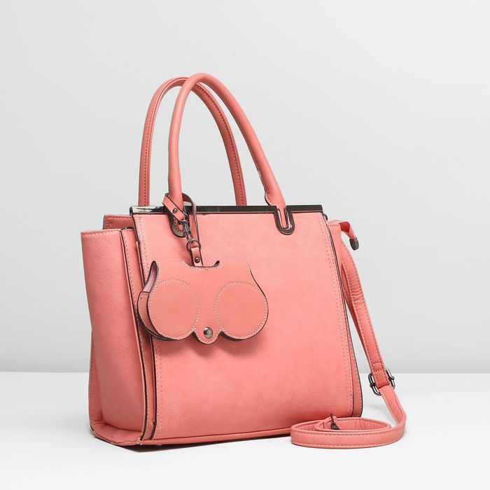 Сумка женская, 1 отдел с перегородкой, 3 наружных кармана, длинный ремень, цвет розовый