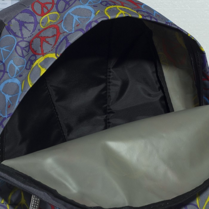 Рюкзак молодёжный, 1 отдел, наружный карман, цвет серый/разноцветный