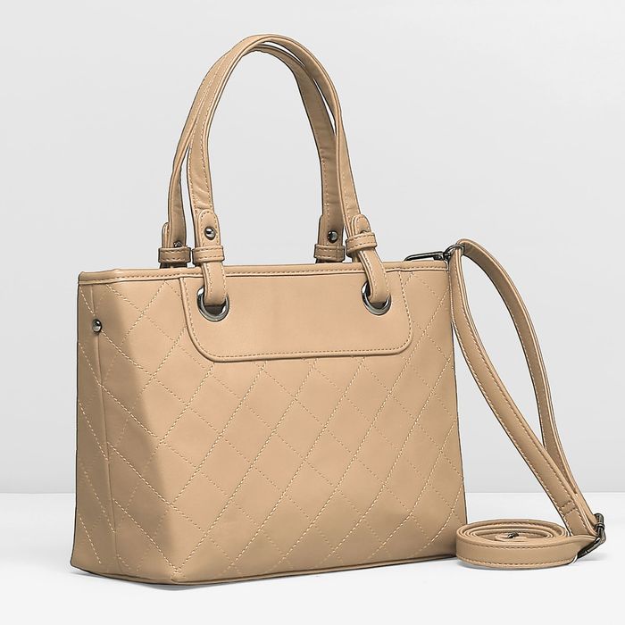 Сумка женская, 1 отдел с перегородкой, наружный карман, длинный ремень, цвет серый