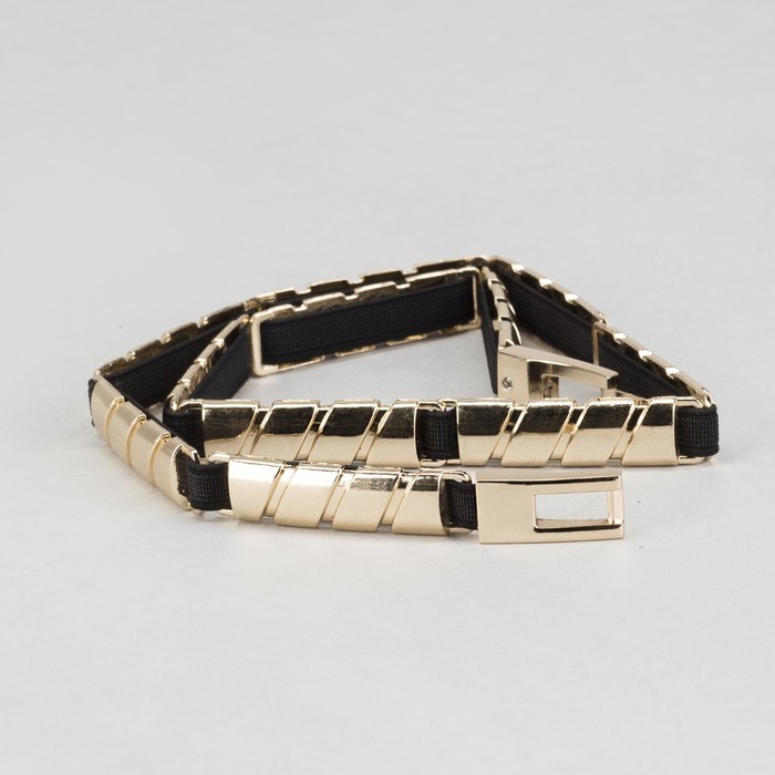 Ремень женский, ширина 1.5 см, резинка, палочки, пружина, цвет чёрный