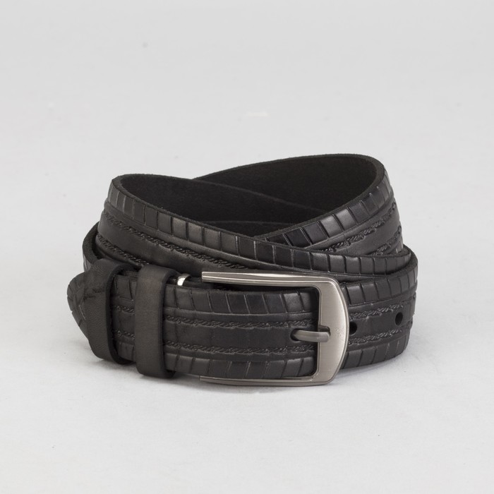 Ремень мужской, ширина 3.5 см, винт, две строчки, цвет чёрный