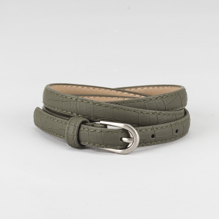 Ремень женский, ширина 1.5 см, рептилия, цвет зелёный, пряжка МИКС