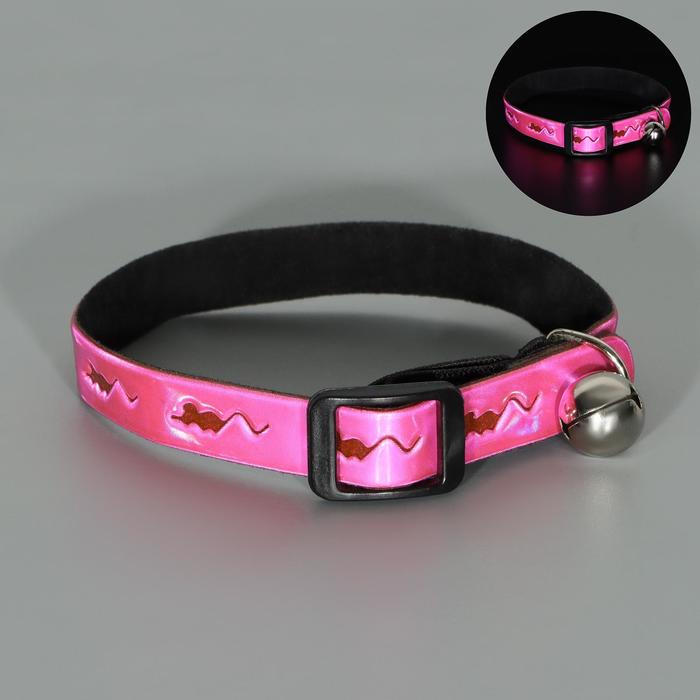 Ошейник светоотражающий пластиковый с мягким подкладом "Мышки", 29,5 см, микс цветов