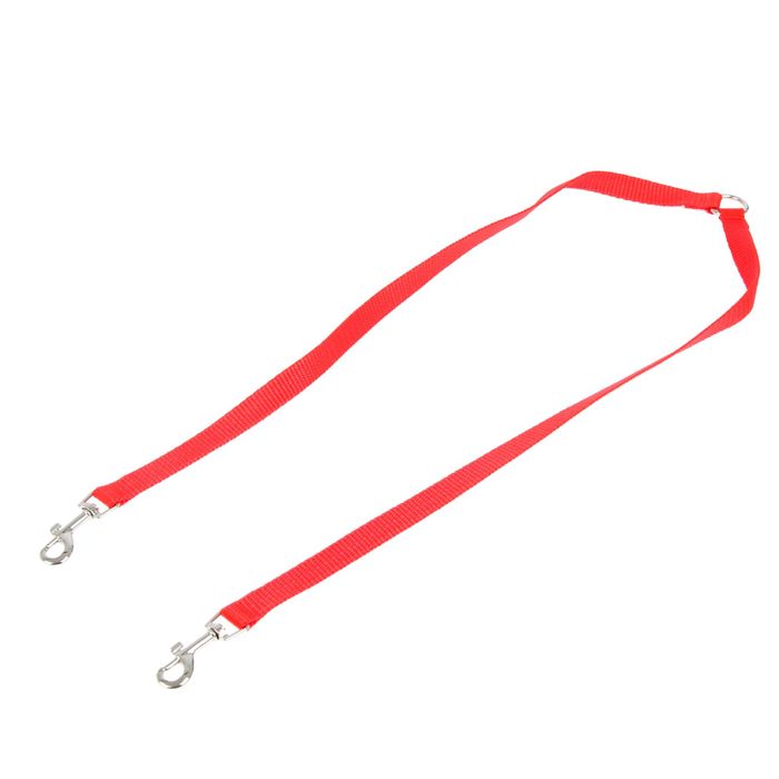Сворка для двух собак, каждая 45 х 1,5 см, красная