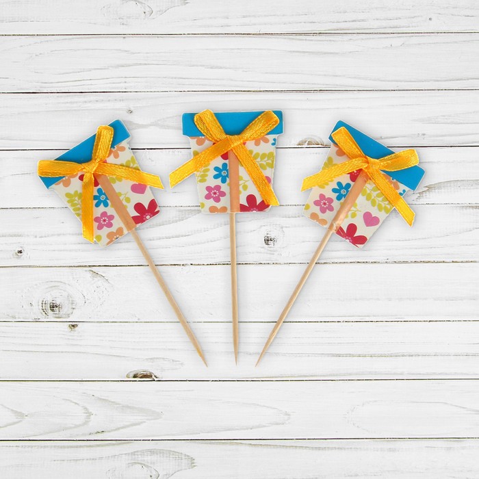 Пика для канапе "Подарочек" набор 12 штук