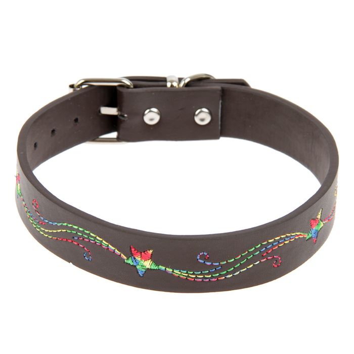 Ошейник с вышивкой "Кометы", 46 х 2,5 см, коричневый