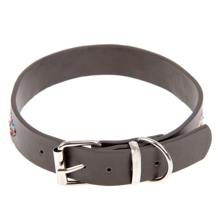 Ошейник с вышивкой "Радуга", 50 х 2,5 см, коричневый