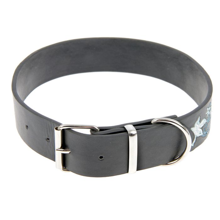Ошейник с вышивкой "Нежные цветы", 62 х 3,5 см, черный