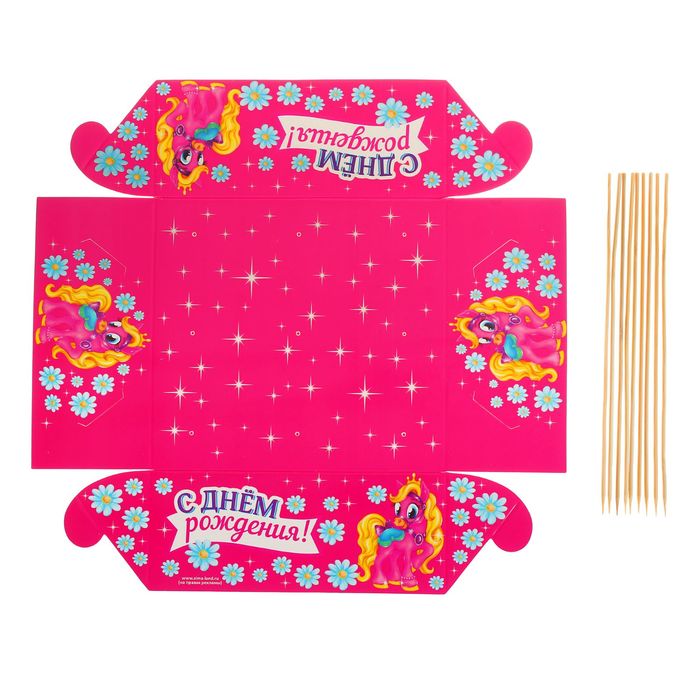 Набор для кейк-попсов "С Днём рождения", пони, набор: 9 палочек, подставка