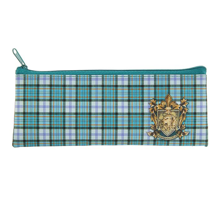 Пенал мягкий «Эмблема на бирюзовом», для мальчика,1 отделение, плоский, 75 х 195 мм, ПМП7-20