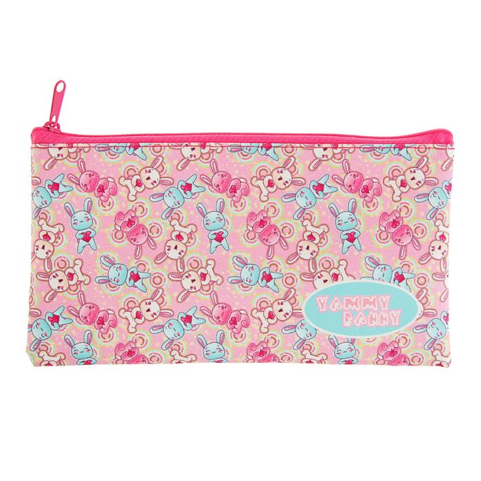 Пенал мягкий «Зайчики на розовом», для девочки, 1 отделение, плоский, 105 х 195 мм, ПМ1-20