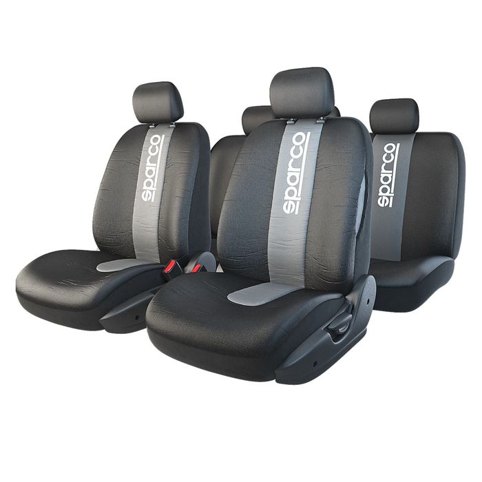 Авточехлы универcальные SPARCO, серия "Racing", SPC/RCN-1105 BK/GY, набор из 11 предметов, цвет чёрный/серый