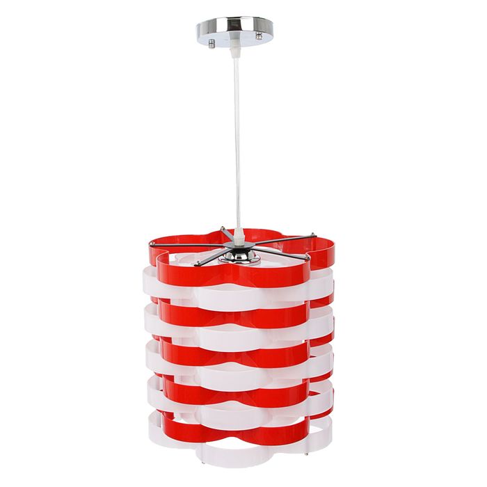Светильник подвесной "Цветок многослойный красно-белый" 27E 40W 26х25х25 см