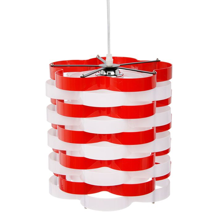 Светильник подвесной "Цветок многослойный красно-белый" 27E 40W 26х25х25 см