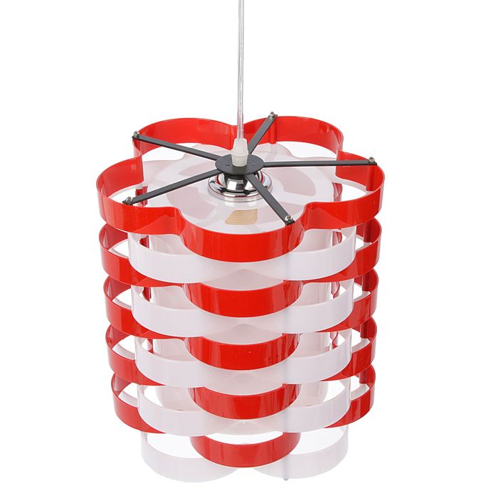 Светильник подвесной "Цветок многослойный красно-белый" 27E 40W 26х25х25 см