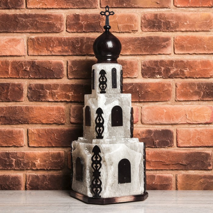 Соляной светильник "Церковь" 15 кг, цветной, цельный кристалл