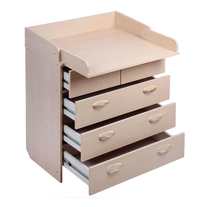 Комод детский пеленальный «Сириус 805 ЛДСП», 5 выдвижных ящиков, шариковые направляющие, цвет берёза