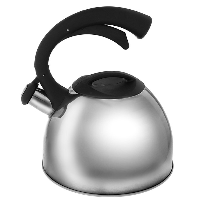Чайник "Оптимал", со свистком, макс. объем 2,5 л, фиксированная ручка, с зеркальной полировкой, цвет черный