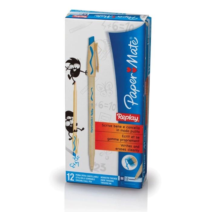 Ручка Пиши-стирай шариковая PAPER MATE Replay, толщина письма 1,0 мм, стержень бирюзовый