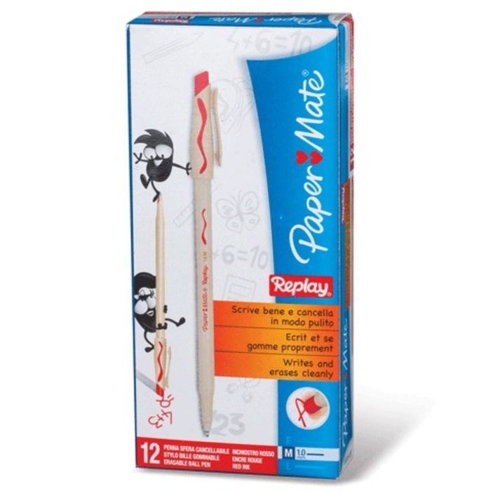 Ручка Пиши-стирай шариковая PAPER MATE Replay,толщина письма 1,0 мм, стержень красный