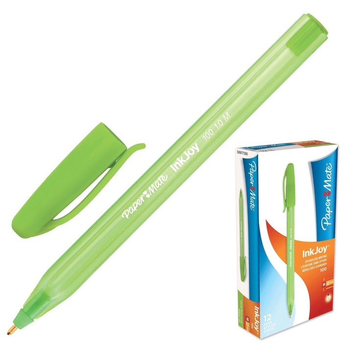 Ручка шариковая PAPER MATE InkJoy 100 Cap, толщина письма 0,8 мм, стержень зелёный