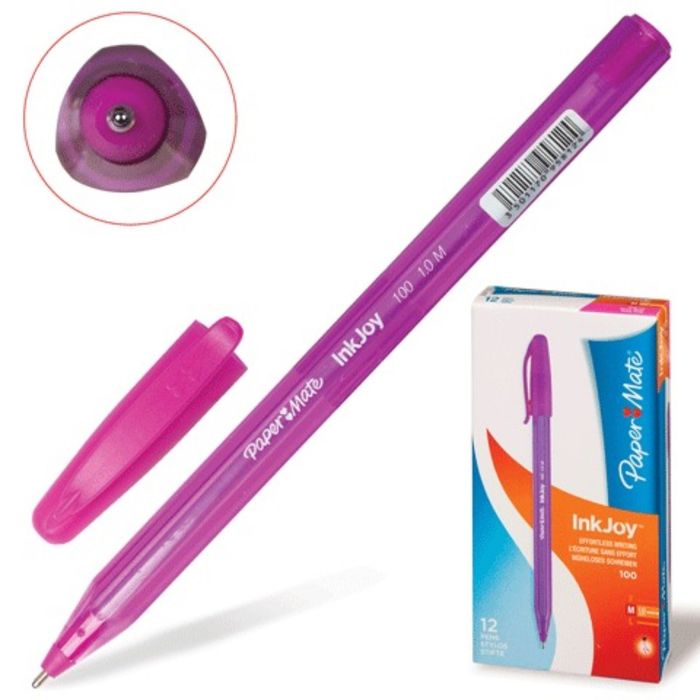 Ручка шариковая PAPER MATE InkJoy 100 Cap, толщина письма 1,0 мм, стержень розовый