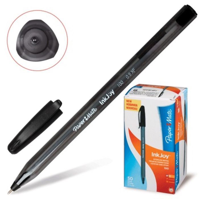 Ручка шариковая PAPER MATE InkJoy 100 Cap, толщина письма 0,5 мм, стержень чёрный
