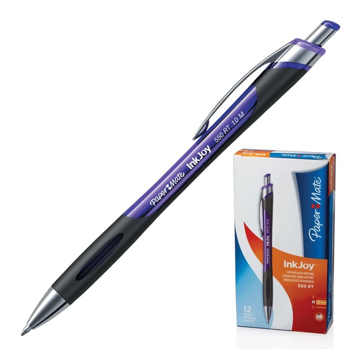 Ручка шариковая автоматическая PAPER MATE InkJoy 550 RT, толщина письма 1,0 мм, стержень фиолетовый