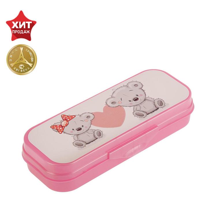 Пенал пластиковый футляр 90х217х43 мм Стамм "Мишки"