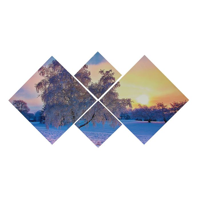 Модульная картина на подрамнике "Мороз", 2 шт. — 25×25, 2 шт. — 47×47, 70×135 см