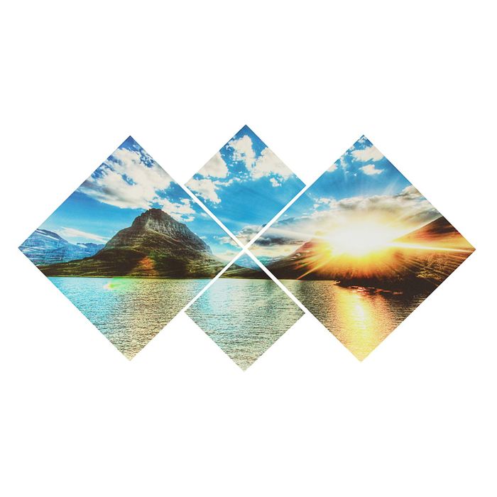 Модульная картина на подрамнике "Рассвет в горах", 70×135 см