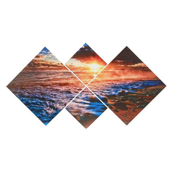 Модульная картина на подрамнике "Прибой", 2 шт. — 25×25, 2 шт. — 47×47, 70×135 см