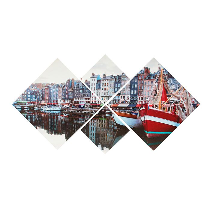 Модульная картина на подрамнике "Прибрежный городок", 70×135 см