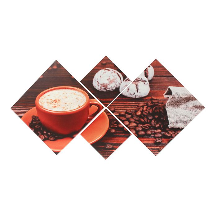 Модульная картина на подрамнике "Капучино", 2 шт. — 25×25, 2 шт. — 47×47, 75×135 см