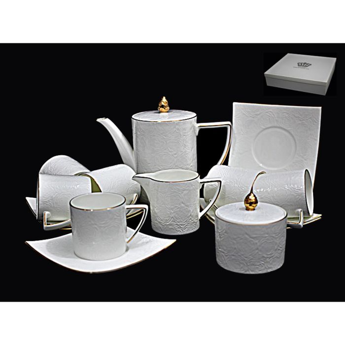 Чайный сервиз "Белая роза", 15 предметов, в подарочной упаковке