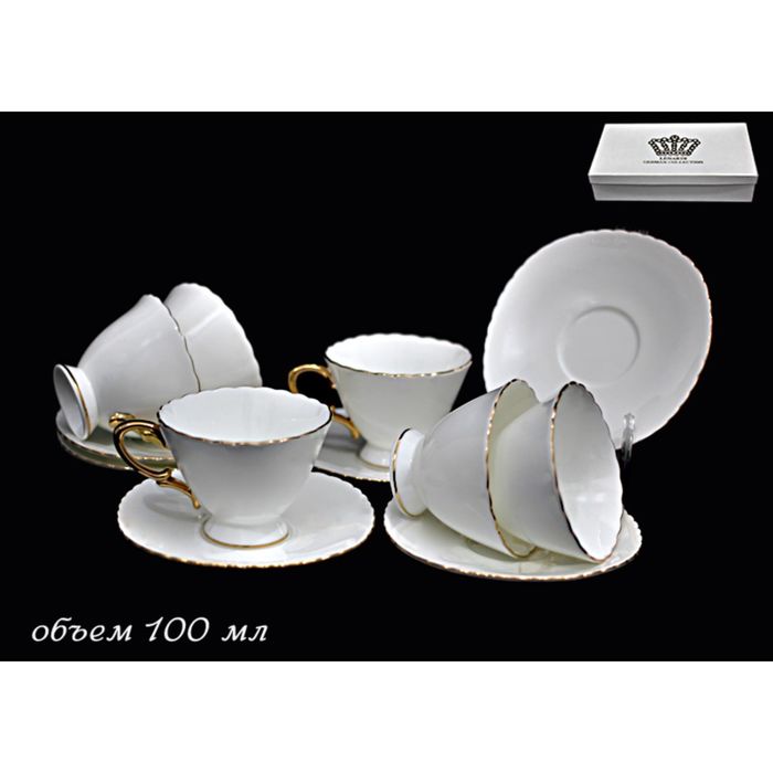 Кофейный набор "Белая волна", 0,1 л, 12 предметов, в подарочной упаковке