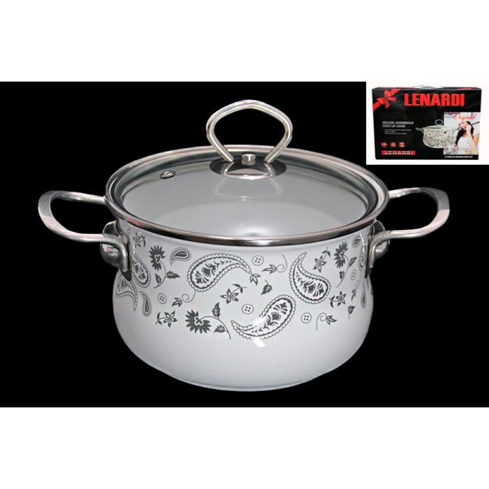 Кастрюля эмалированная "Стиль этро", 3 л, с крышкой 20 см, в подарочной упаковке