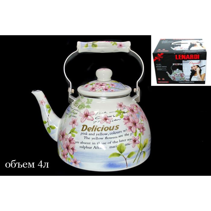 Чайник эмалированный "Розовый рай", 4 л, в подарочной упаковке