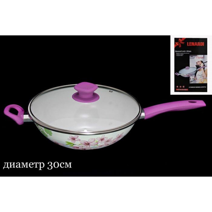 Сковородка "Розовый рай", 30 см, с крышкой, в подарочной упаковке