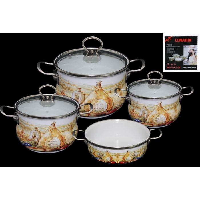 Набор кастрюль с крышкой "Оливия", 4 предмета, в подарочной упаковке